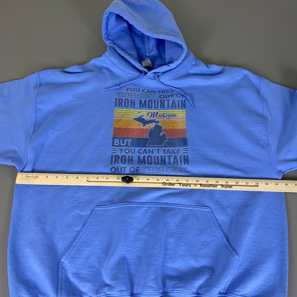 Iron Mountain Hoodie Michigan Girl Womens 2XL Blue Gildan Heavy Blend Sweatshirt - Picture 8 of 13